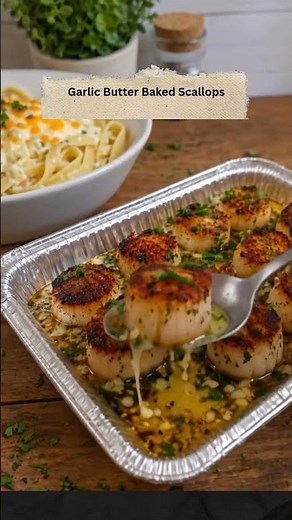 Garlic Butter Baked Scallops 🍋