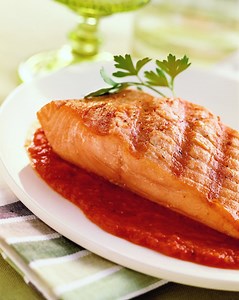 Grilled Salmon and Smoky Tomato-Chipotle Sauce | Seafood Recipes