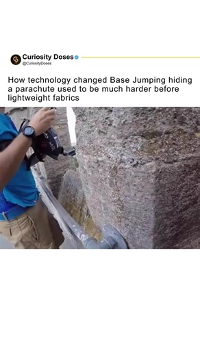 Curiosity Doses on Instagram: "The evolution of Base Jumping is deeply connected to breakthroughs in materials and textile engineering. In its early days, parachutes were made of heavy nylon with slow-deploying systems, making jumps — especially in urban environments — almost impossible to perform safely. The introduction of high-strength synthetic fabrics, like ripstop and zero-porosity nylon, along with thinner yet stronger suspension lines, completely transformed the sport. These innovations
