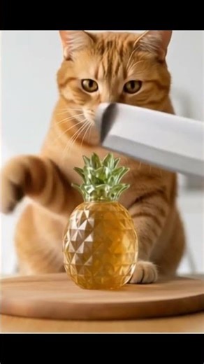 This ASMR Cat Cutting a Pineapple Is Insanely Satisfying 🍍🐈‍⬛
