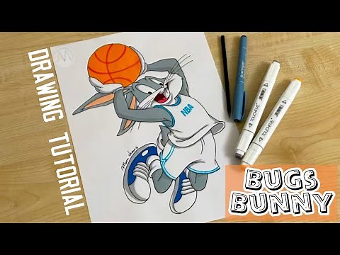 How to draw Bugs Bunny playing basketball / Looney Tunes