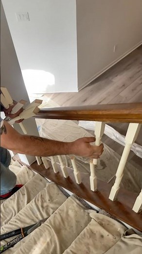 Stair baluster’s swap. How to install iron balusters. Old wooden spindles removal. #staircase #stair