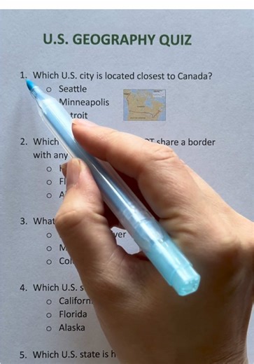 🇺🇸 U.S. Geography quiz. Do you remeber this from school? 👀 #geography #dailyquiz #testyourknowledge #coffeeandquiz #fyp