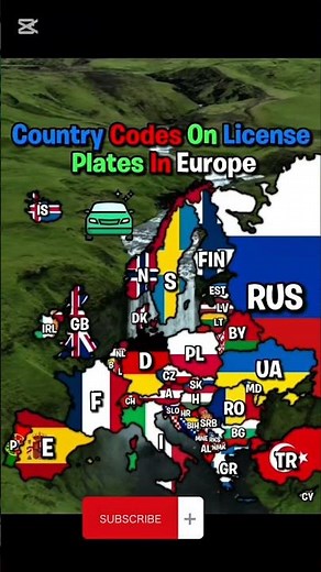 Map of country codes on car License plates in Europe - 🇪🇺 🗺