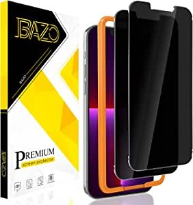 BAZO [2 Pack Compatible for iPhone 13 Pro Max 6.7 inch Privacy Screen Protector, Tempered Glass Film with Easy Installation Frame [Anti-Scratch] [Bubble Free] [HD Clear] 9H