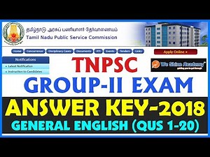 TNPSC Group 2 Answer Key 2018 | General English | Question 1 - 20 | We Shine Academy