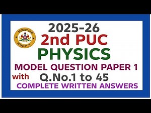 2nd PUC Physics model question paper 1,2026 with answers