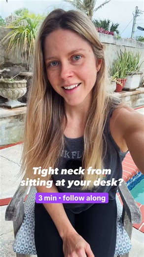 👋 How long have you been hunched over your computer like that?? Take 3 minutes for a seated stretch break. Relief for your stiff neck before that crick becomes permanent. #stretchbreak #officeyoga #neckmobility #seatedstretch #neckpain | amy dot