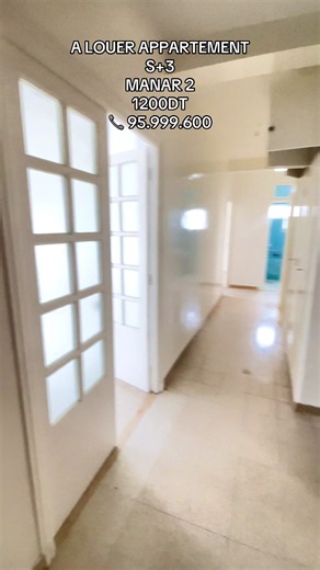- on met a la location un appartement s 3 a manar 2 Situe au 2eme étage sans ascenseur Résidence bien entretenu Une place de parking privé ( abri ) Se compose : salon spacieux avec balcon 3 chambres a coucher Cuisine avec séchoir Salle d’eau et salle de bain Équipé de chauffage central et 02 climatiseurs Loyer 1200dt 02 mois cautionnement 110dt frais de syndic par trimestre Piur organiser une visite contactez nous par téléphone 95999600 #immobilier #foryou #tunisia🇹🇳 #appartement #location