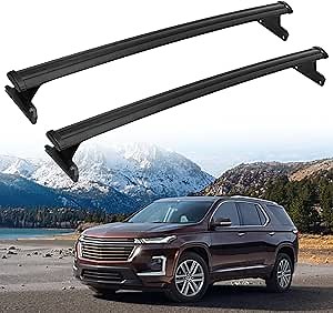 AUXMART Roof Rack for Chevy Chevrolet Traverse 2018 2019 2020 2021, Crossbars Rooftop Luggage Rack Rail Replacement 84231368 (Factory Side Rails Needed)