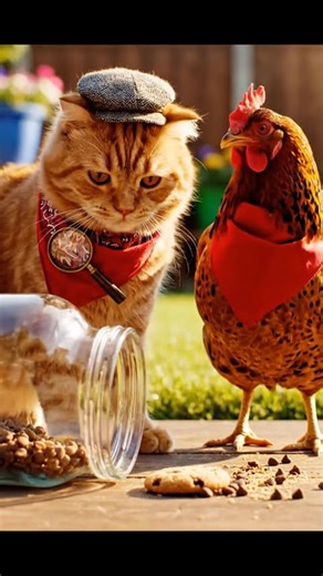Backyard Mystery: Cat Detective & Chicken Sidekick #CatDetective #Cute #Shorts