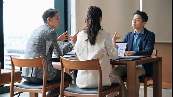 ビジネス、コミュニケーション、カジュアル、会話、相談、会議、ミーティング、ディスカッション、シリアス、日本人、オフィス、ビジネスパーソン、ビジネスマン、チームワーク、グループ、チームビルディング、人材、協力、同僚、仕事、職場、企業、経営、会社員、打ち合わせ、商談、面談、男性、女性、室内、インテリア、カフェ、フリーランス、ユニット、コワーカー、説明、議論、ワークショップ、研修、リーダー、チーム、話す