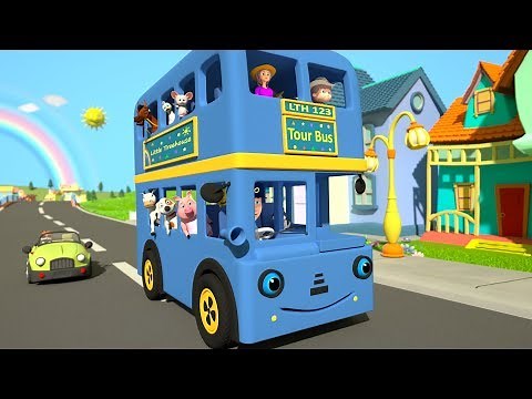 Blue Wheels On The Bus | Kindergarten Nursery Rhyme Color Song | Cartoon for Kids | Little Treehouse