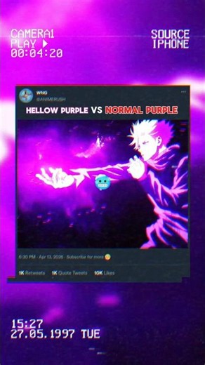 Hellow purple😏 vs normal purple🥶☠️#jujutsukaisen #satorugojou #anime #normal purple