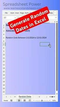 Generate Random Dates in Excel