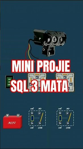 install mini projector SQL 3 eye spotlight relay | 4 pins relay | negative control #shorts #lamp