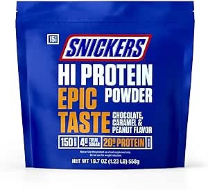 Snickers Chocolate, Caramel & Peanut Flavored Hi Protein Powder, 19.7 Oz Bag