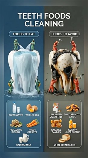 Healthy Foods to Eat vs Foods to Avoid | Teeth Cleaning. #shortsfeed #shortvideo #short #shorts