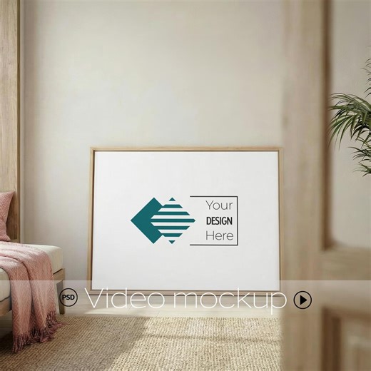 Video Mockup Floating Canvas Frame | Landscape Horizontal Wall Art Showcase | Door Reveal Animation | PSD - Etsy