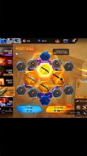 M1887 Shotgun Skin | Nikal li 🤯 | One Spin Trick 🤔 | Ring Event | Free Fire 🔥 #shorts #shortsfeed