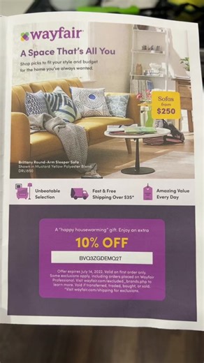 10% off wayfair #wayfair #coupon #couponing