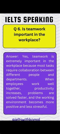 IELTS Speaking Part 1: Intro Questions about Teamwork with Answers | Part 2 #shorts