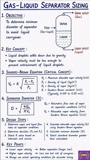Gas–Liquid Separator Sizing | Souders–Brown Equation | Design Basics | Payos #chemicalengineering