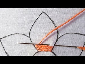 Super easy hand embroidery feather stitch Variation beautiful flower design needle work tutorial