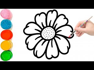Flower Drawing Easy | Rainbow flower Drawing Tutorial