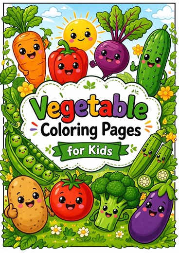 15 Vegetable Coloring Pages for Kids | Preschool Learning Activity (PDF) - Etsy