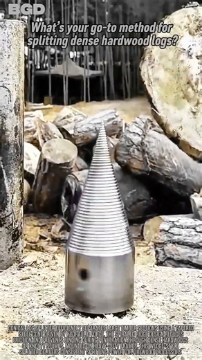 Perfect conical log splitter enables single operator to process dense hardwood stumps efficiently
