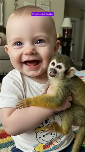 Proof that farts are universally funny 😂👶🐒