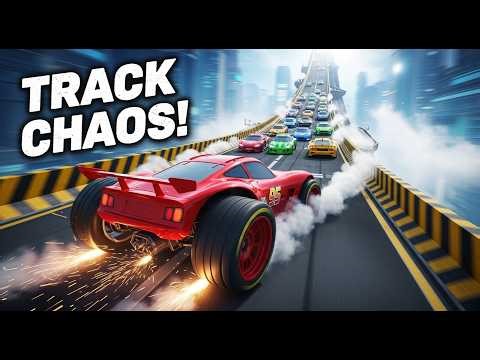 #95 Race Car vs Random Cars 😱 | Mega Track Chaos Challenge