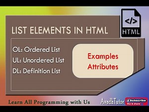 List tags in html | html list element with example | types of list in html | html tutorial