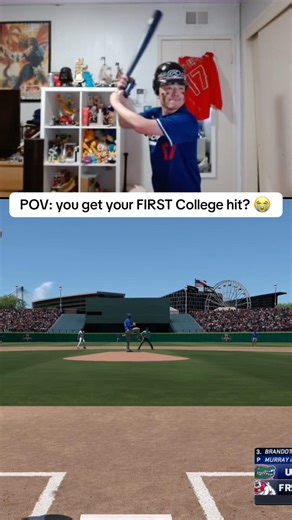 POV: you get your FIRST College hit? 😭 #mlb #mlbtheshow #mlbtheshow26 #baseball #fyp