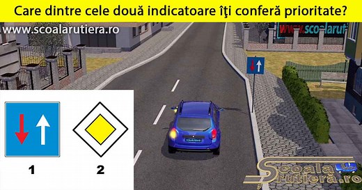 Chestionare DRPCIV cat B: Care dintre cele două indicatoare îți conferă prioritate?