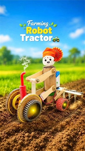 Dc motor Farming Robot Tractor 💪🏻🚜 #ytshorts #craft #rjexperiment #rjexperiment #experimnent #diy