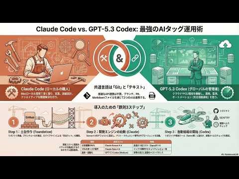 【最強のAIタッグ】Claude Code × GPT-5.3 Codex！個人開発者が「1人AIカンパニーのCEO」になるための3ステップ