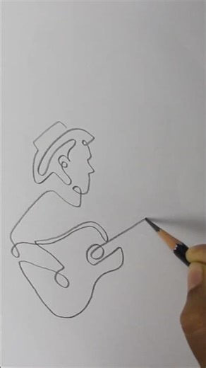 Drawing a Guitar Player with a Single Line | Easy One Line Drawing Tutorial #oneline #art