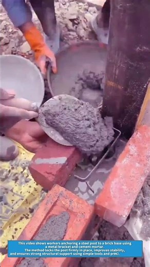 Genius Steel Post Anchoring Method Using Simple Brick and Cement