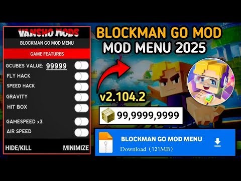Blockman Go Mod Menu apk v2.104.2 - 100% Work 2025 Free GCUBES, Unlimited Gcubes Fly,Speed - Vansho