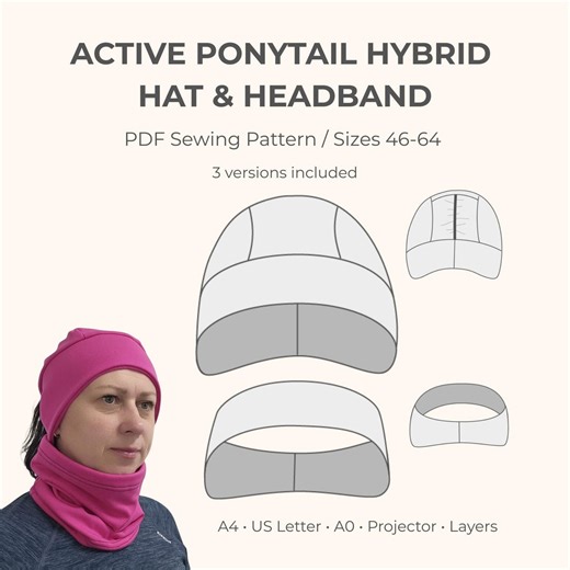 Ponytail Beanie Hat & Headband Sewing Pattern With VIDEO TUTORIAL, Multi-size PDF - Etsy