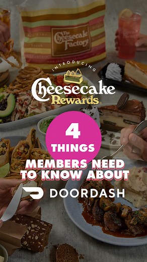 DoorDash and Cheesecake Rewards™ are a perfect pair✨. Sign up for Cheesecake Rewards™ at cheesecakerewards.com. | The Cheesecake Factory