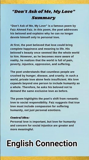 Don’t Ask of Me, My Love by Faiz Ahmed Faiz | 1st PUC English | Summary, Theme,, Figures of Speech