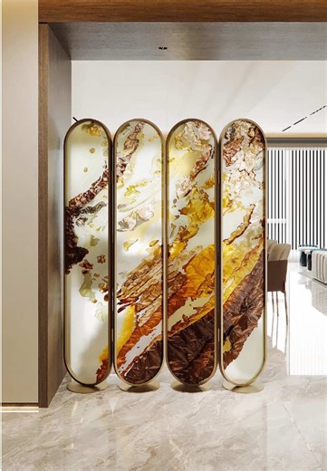 Hand-painted elegance, made to impress. #artglass #Room glass #build glass brick wall divider #parede de vidro #Dividing corms #french room divider