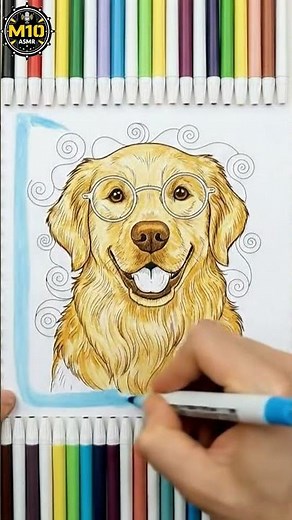 ASMR Coloring Cute Dog Satisfying Marker Sounds No Talking �✨