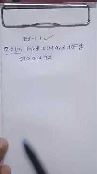 10th class chapter 1 real number exercise 1.1 question number 2 (ii) find LCM and HCF of 510 and 92