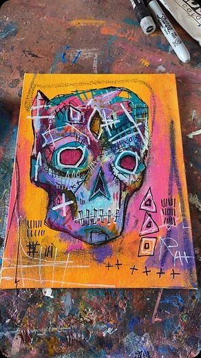 Skull piece from a few months back. This one actually changed a lot from this stage with the skull being totally painted over with a different face in the end! . . . . . #graffiti #streetart #artbrut #naiveart #doodle #skull #posca #outsiderart #neoexpressionism | The Art of Ian Jones