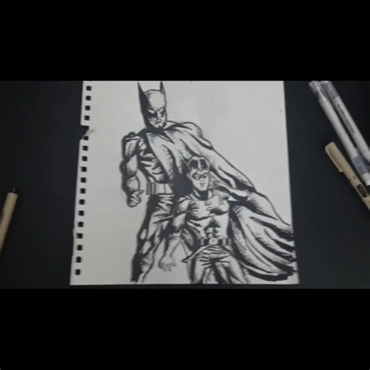 Drawing Batman and Robin