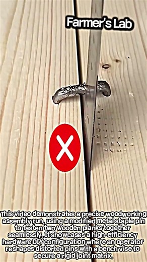 Wood Plank Joining Process and Staple Pin Hardware Setup #worker #woodworking #carpentry #tools